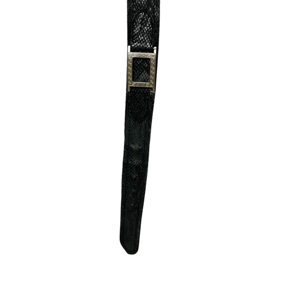 Gianni Versace Crocodile Skin Leather Belt Black Silver Hardware - Picture 2 of 6